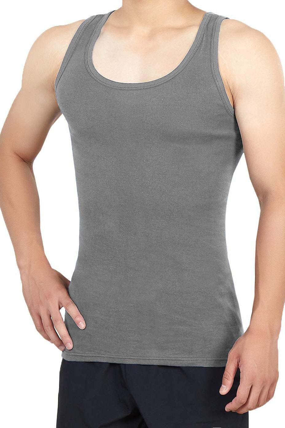 Men's Undershirts Vest 4 pieces SETS, Soft and Breathable underwear (grey)