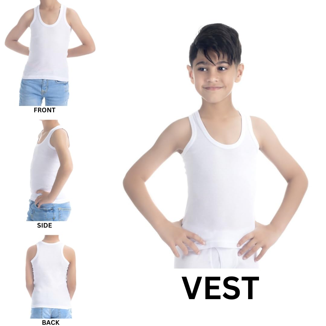 T-4070-1PKVODEX Boys vest Underwear for Kids white and mix Color, Breathable Tank Top for Kids, undershirt for Uniform And School&nbsp;