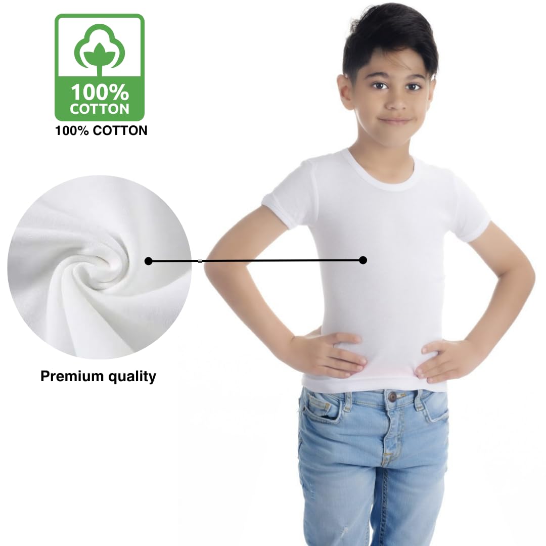 VODEX Boys Undershirt Breathable summer undwerwear value pack clothing for under kids uniform and outdoor purposes white color