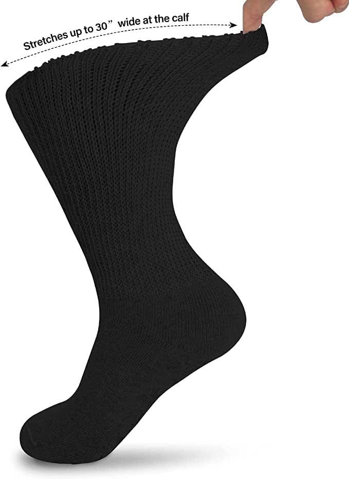 KAMI Women's Loose Diabetic Formal Socks, Bamboo, Wide, Thin, Seamless Toe and Non-Binding Top Anti bacterial and Smelling, 4 Pairs