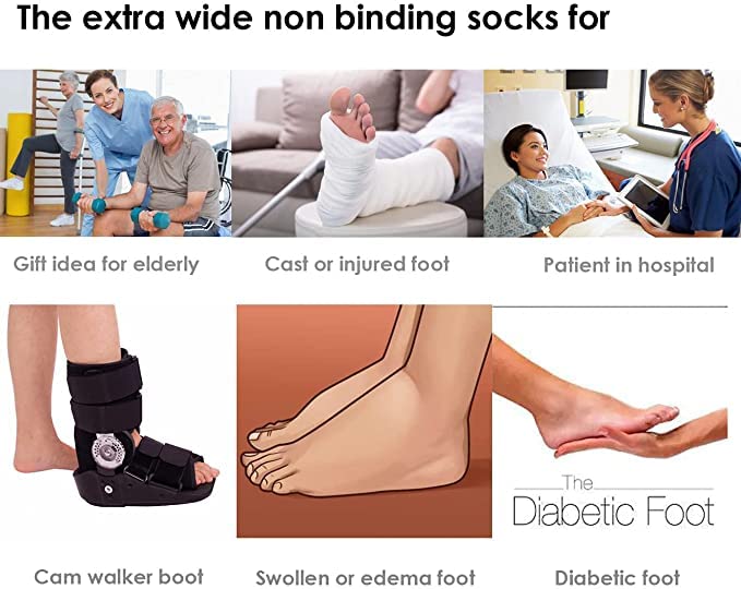 KAMI Diabetic Bamboo Socks For men, Lymphedema Swollen Feet Leg, Bariatric Socks, Neuropathy Medical Cast Sock, Diabetic Non Binding Socks, Anti Bacterial and Smelling Mechanism [6 pairs]