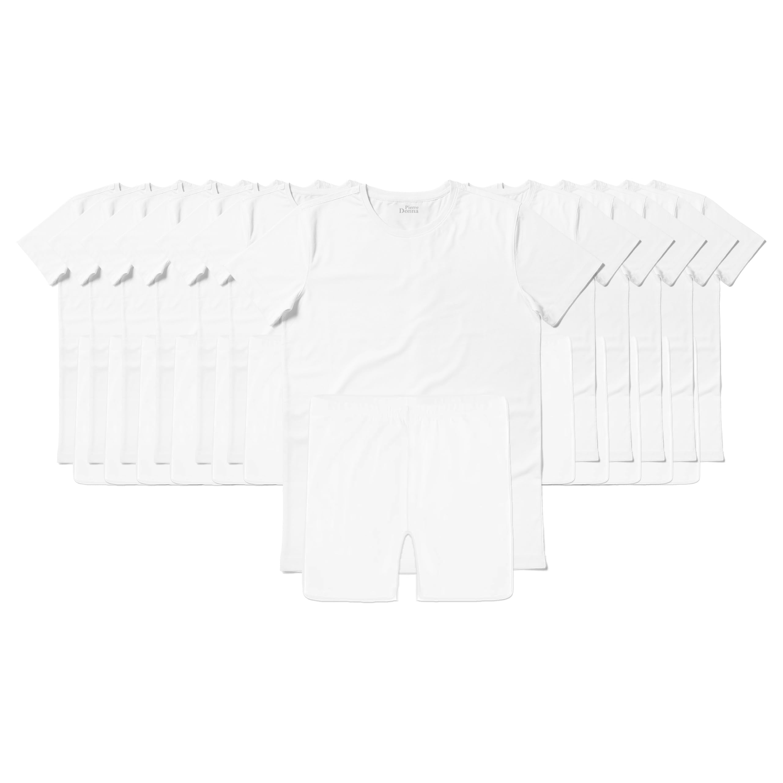 UW-5011 PD Pierre Donna Boys T-Shirt and Half Pants boxer Underwear Set, White comfort and breathable korean undershirt for school and outdoor summer from 2 to 15 years old size varient