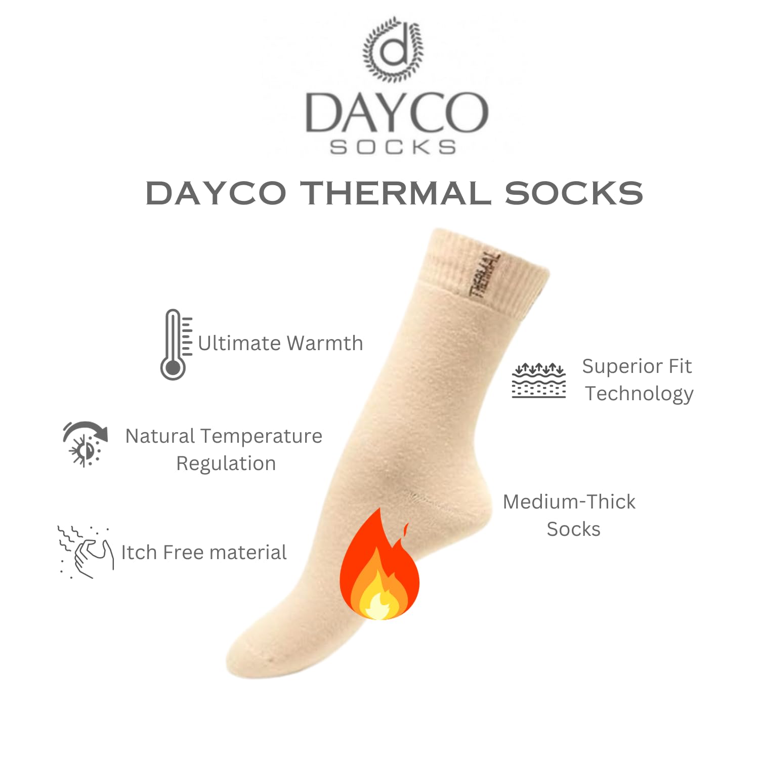 DAYCO  Women Thermal Socks Insulated For Warmer Feet 1 Pair hiking socks