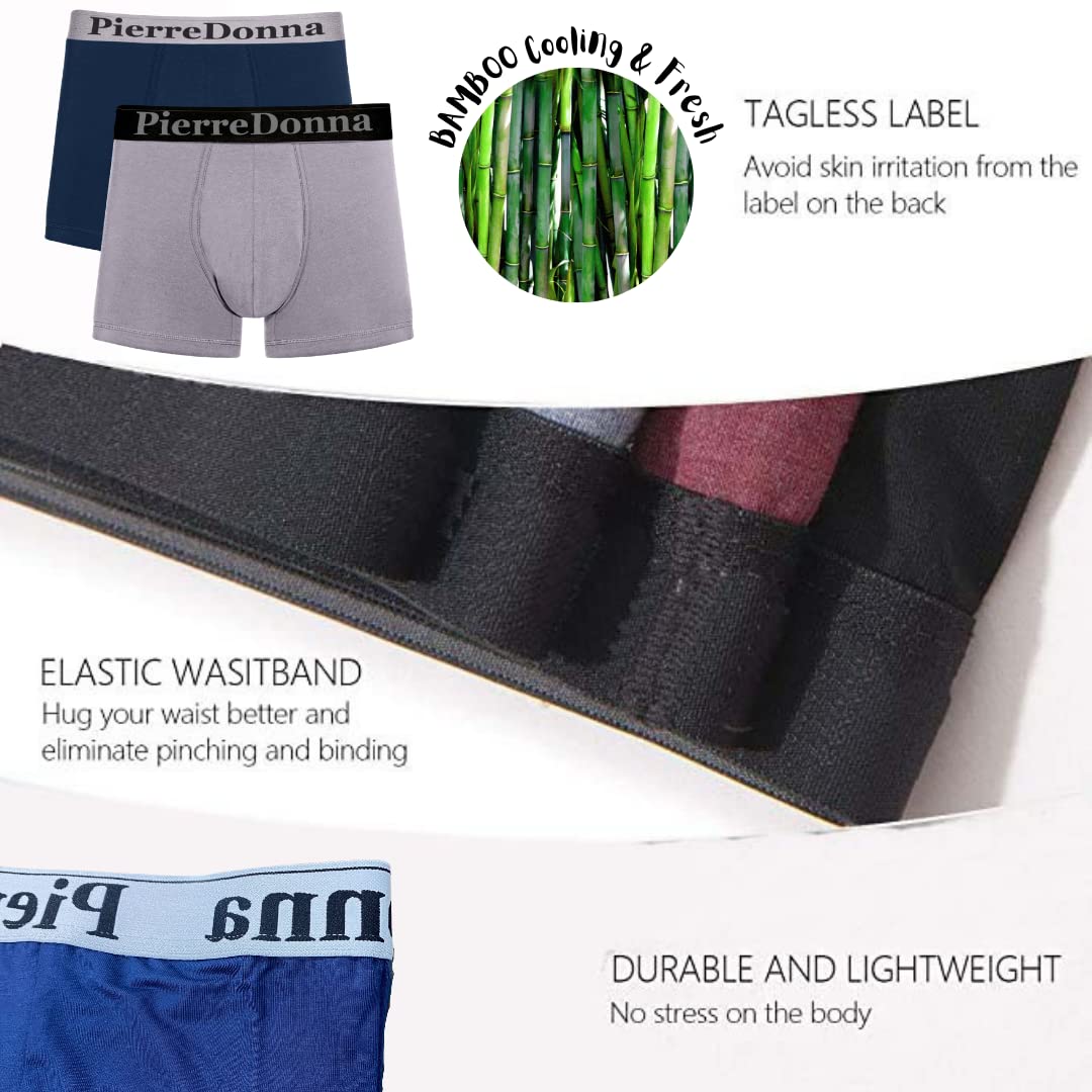 PIERRE DONNA Bamboo Cooling Underwear Boxer Brief For Men extra cooling multi color Pack of 2