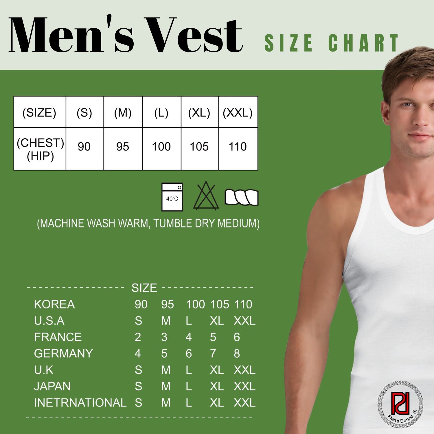 Pierre Donna Vest for Men 3 pcs value pack Underwear  | cotton | Breathable & Moisture-Wicking | Premium Comfort