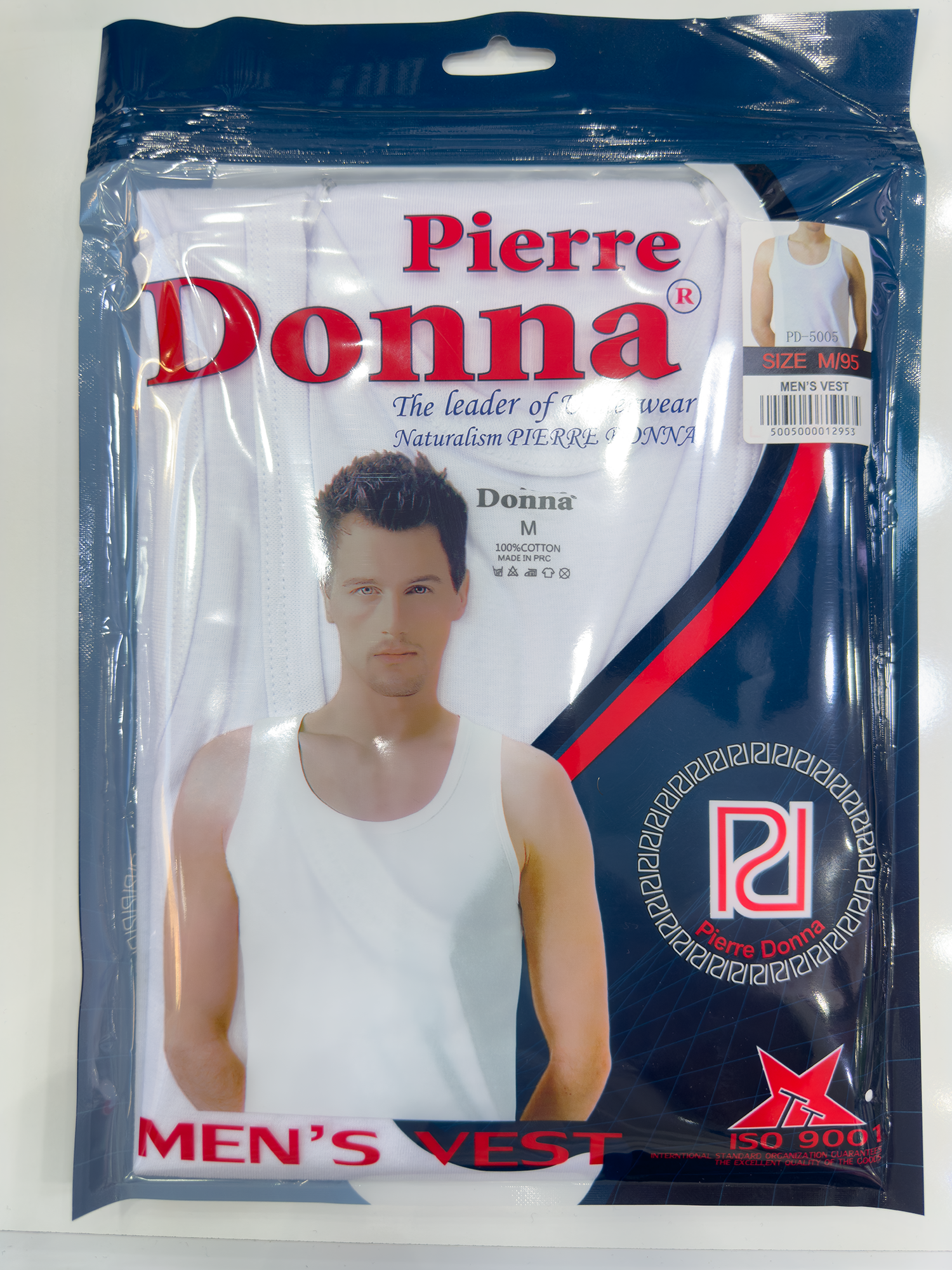 Pierre Donna Vest underwear for Men, single jersey Men's Vest Undershirt, Soft and Breathable underwear cotton (white)