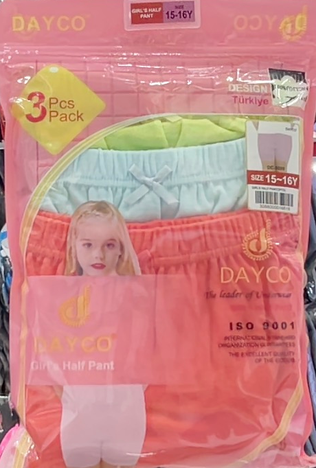 Dayco Girls Half Pants 3 pcs Pack DC-3058-3088