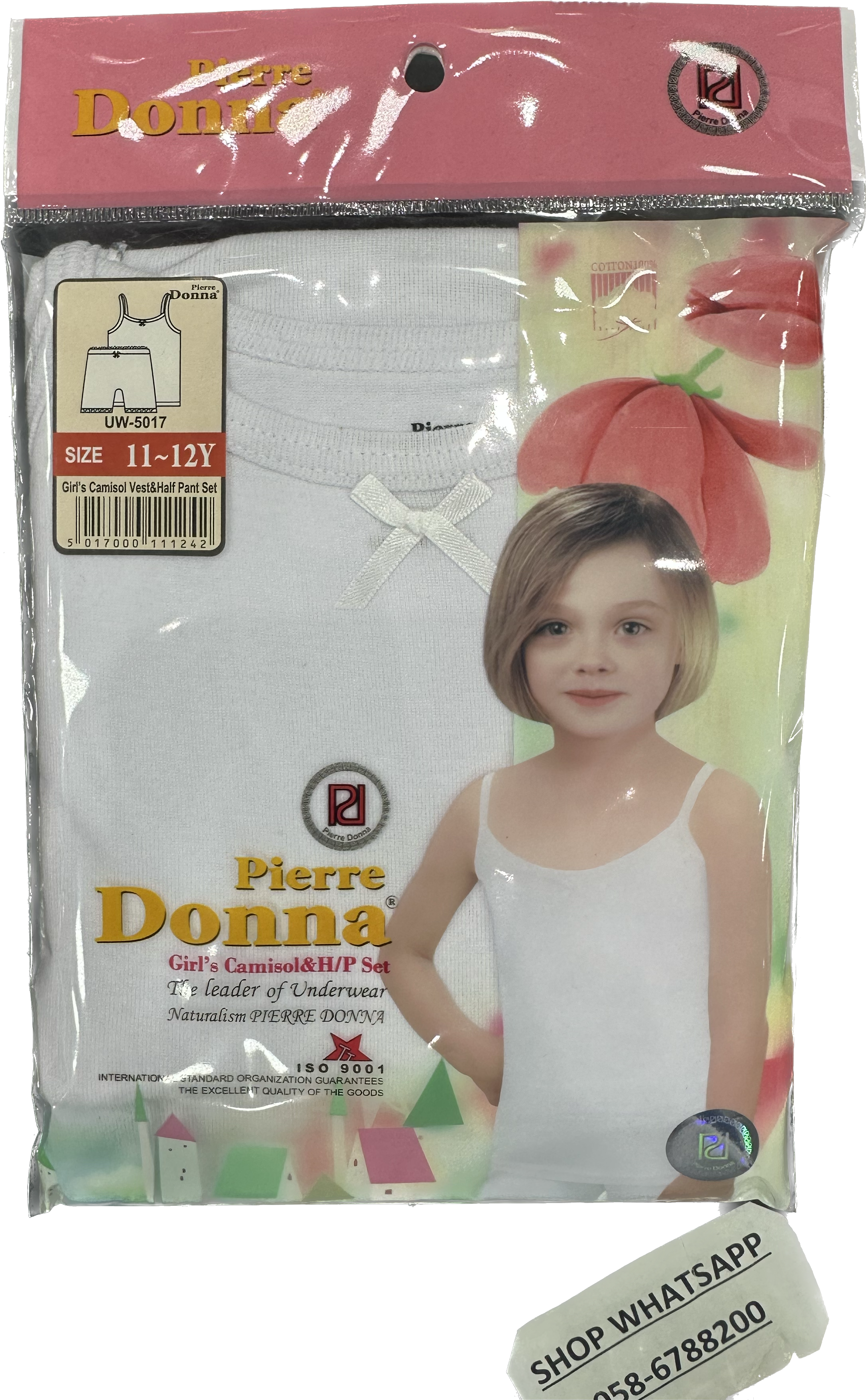 Pierre Donna Girls camisole vest and half pant set- Underwear set white wholesale 12 pcs - carton