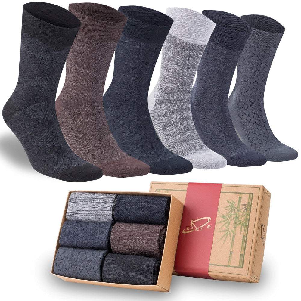 Kami Mens Socks,Ultra Smooth Soft Bamboo Formal Socks Anti Bacterial, Anti Odor 6 Pairs-Kami-men socks