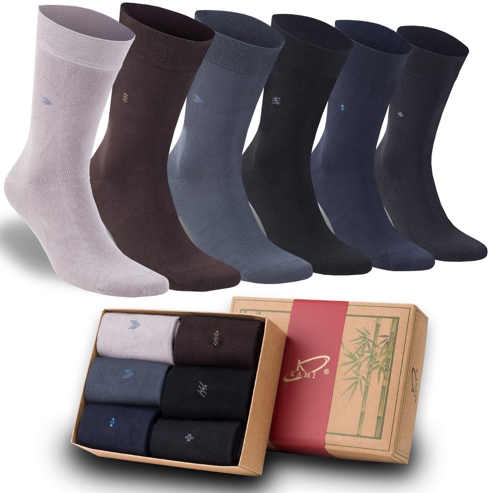 Kami Mens Socks,Ultra Smooth Soft Bamboo Formal Socks Anti Bacterial, Anti Odor 6 Pairs-Kami-men socks