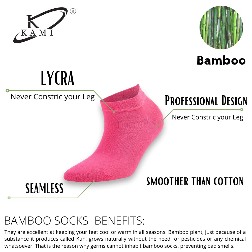 Kami Ladies Socks, Soft Bamboo ankle Socks Anti Bacterial 6 Pairs